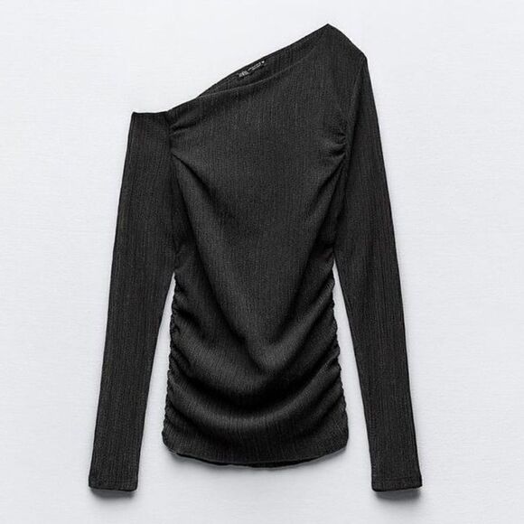 ZARA TEXTURED ASYMMETRIC TOP - Picture 8 of 10